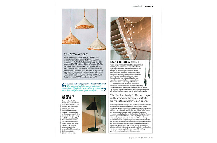 Epoque featured in Elle Decoration Uk | December Issue