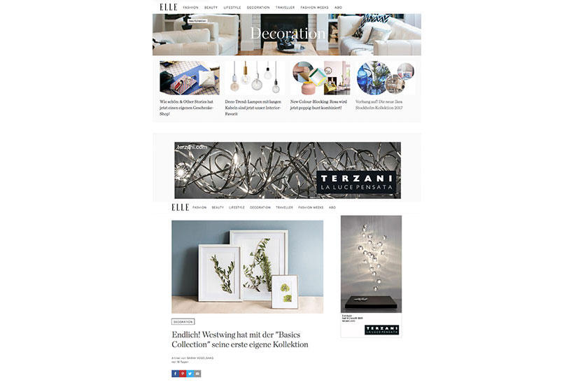 Doodle & Mizu featured in Elle Decoration Germany | web advertising