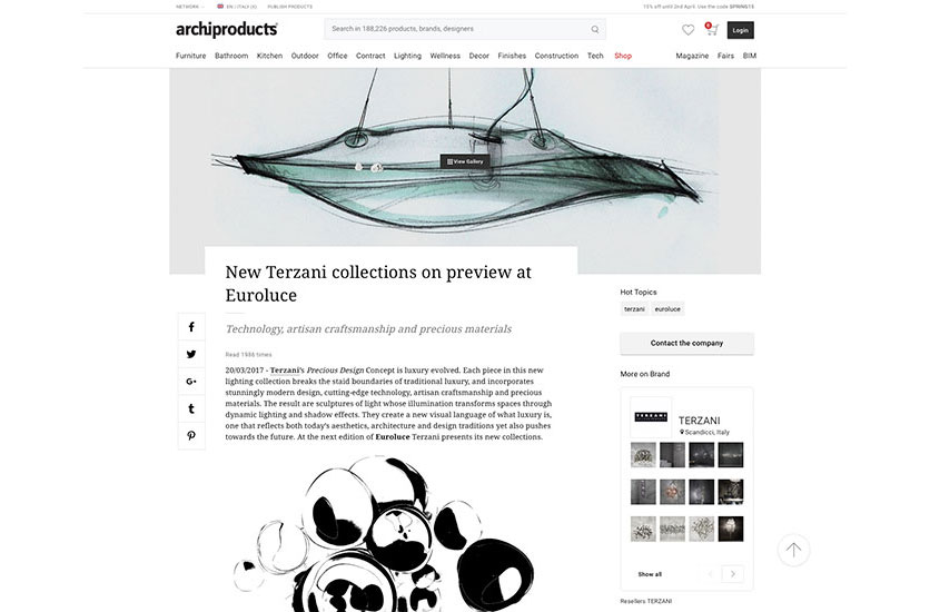 New Terzani collections on preview at Euroluce | featured in Archiproducts