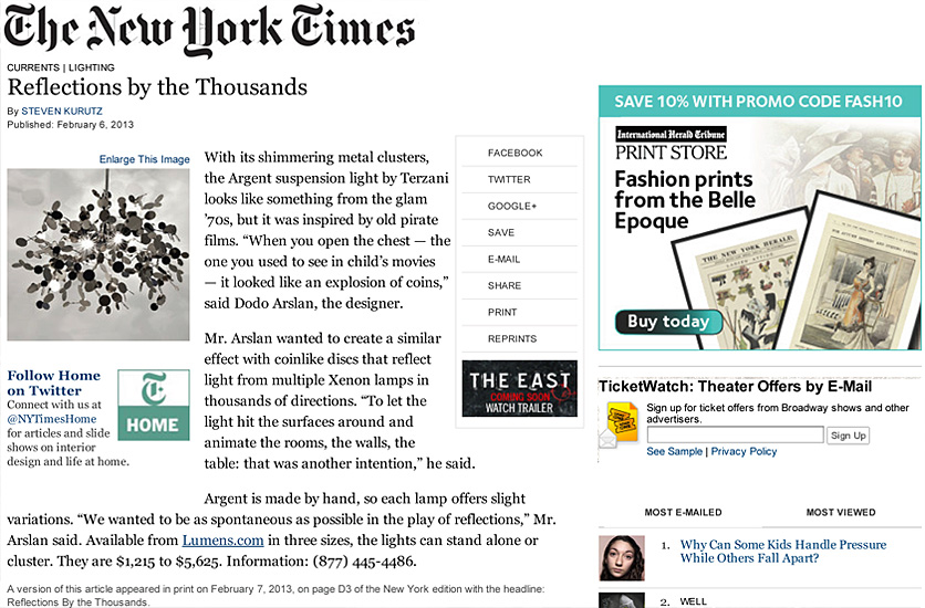 Argent featured in New york times